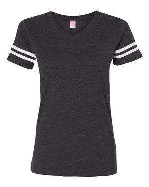 LAT Women's Fine Jersey Football V-Neck T-Shirt - 3537