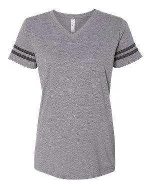 LAT Women's Fine Jersey Football V-Neck T-Shirt - 3537