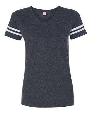 LAT Women's Fine Jersey Football V-Neck T-Shirt - 3537
