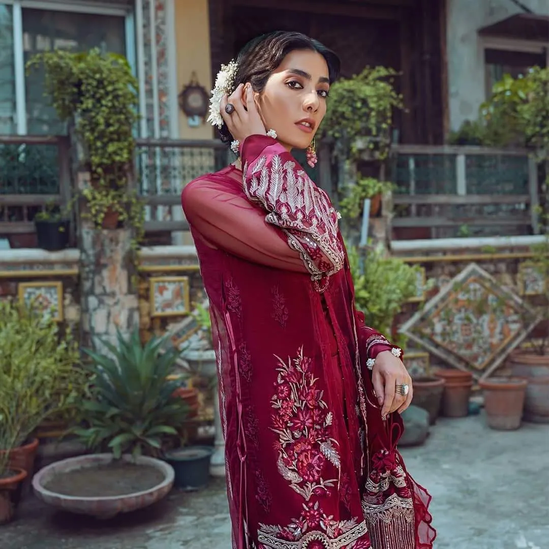 Latest Designer Chiffon Suit in Maroon Color #Y6106