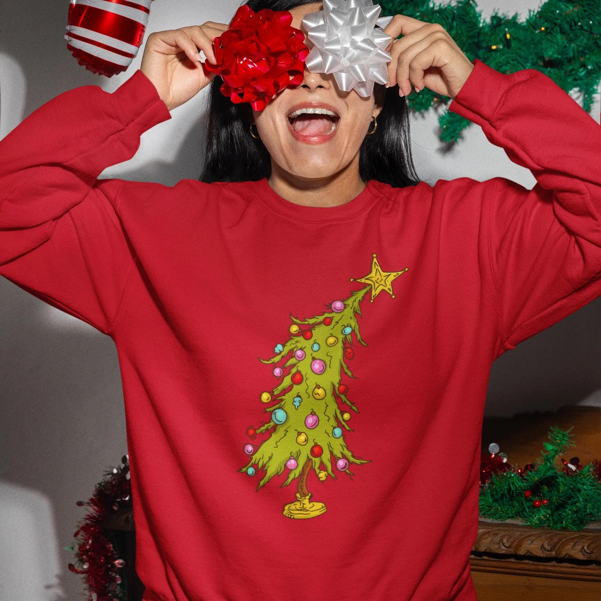 Leaning Tree of Christmas Sweatshirt/Romper