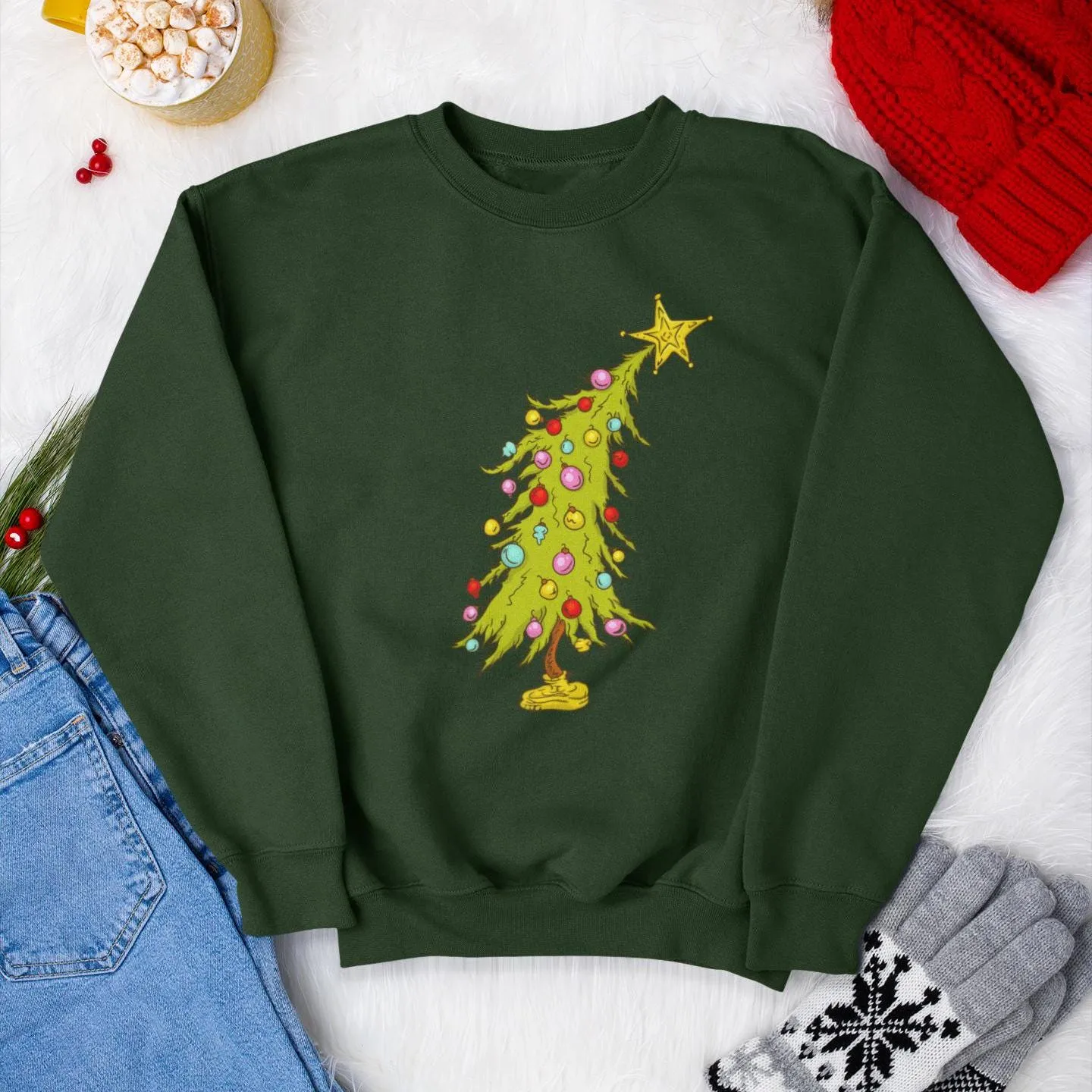 Leaning Tree of Christmas Sweatshirt/Romper