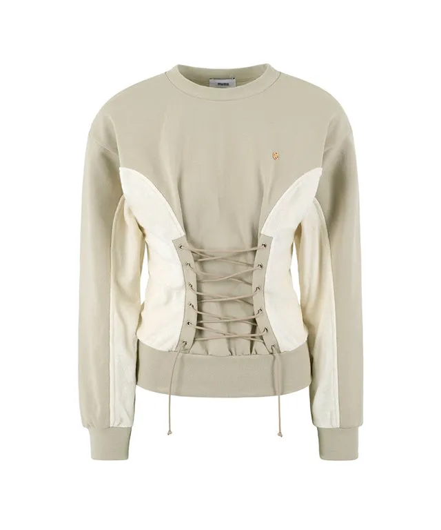 LENUCU Corset Sweatshirt - Beige