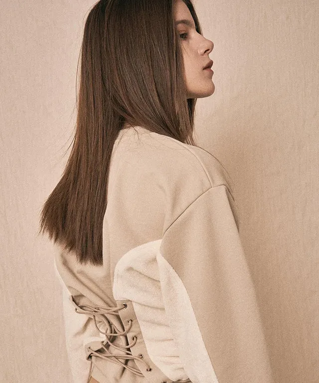 LENUCU Corset Sweatshirt - Beige