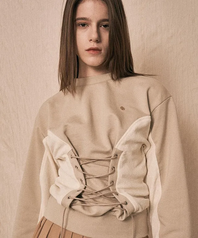LENUCU Corset Sweatshirt - Beige