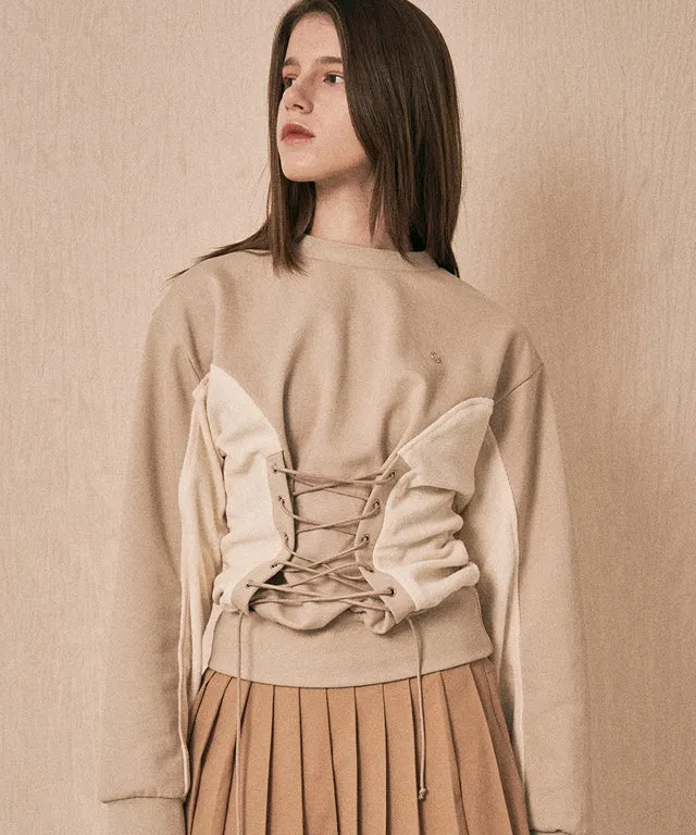 LENUCU Corset Sweatshirt - Beige