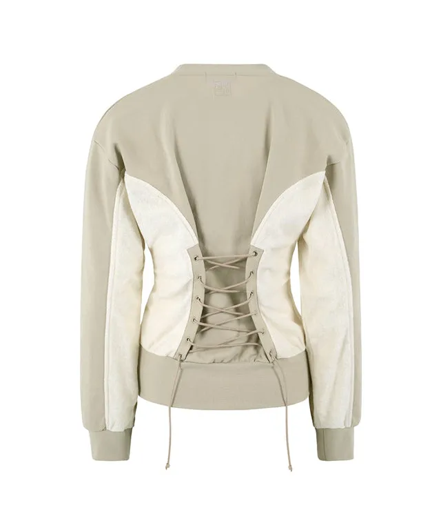 LENUCU Corset Sweatshirt - Beige