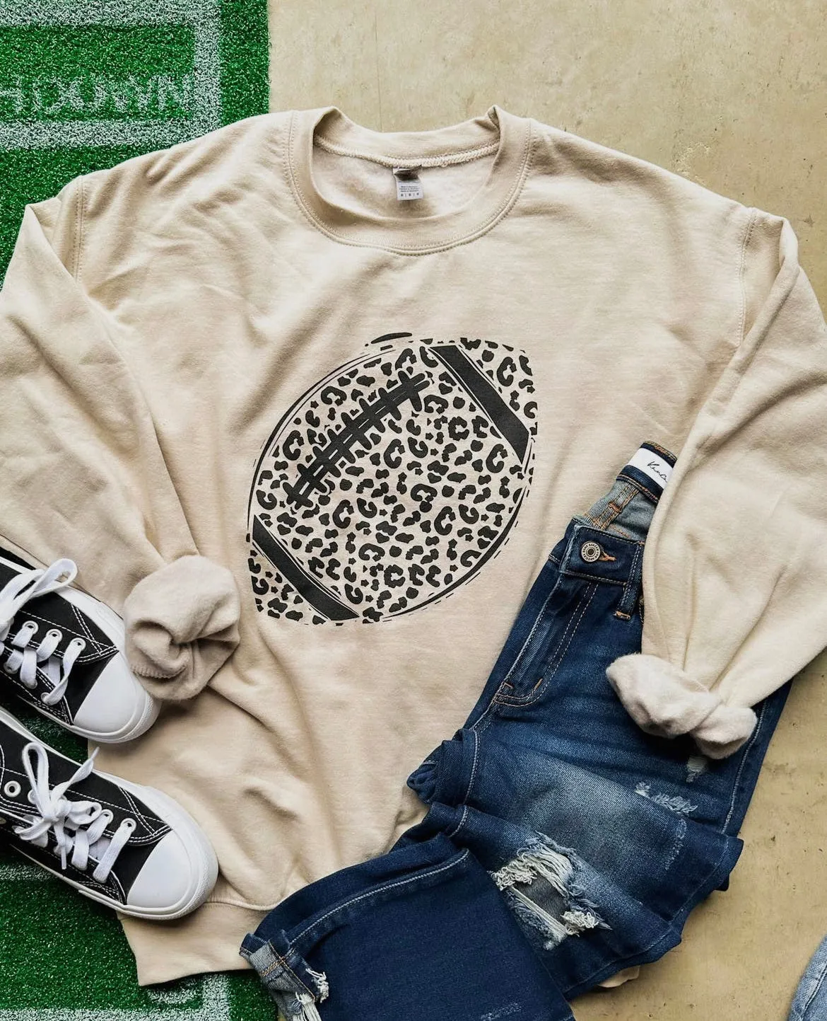 Leopard football crewneck