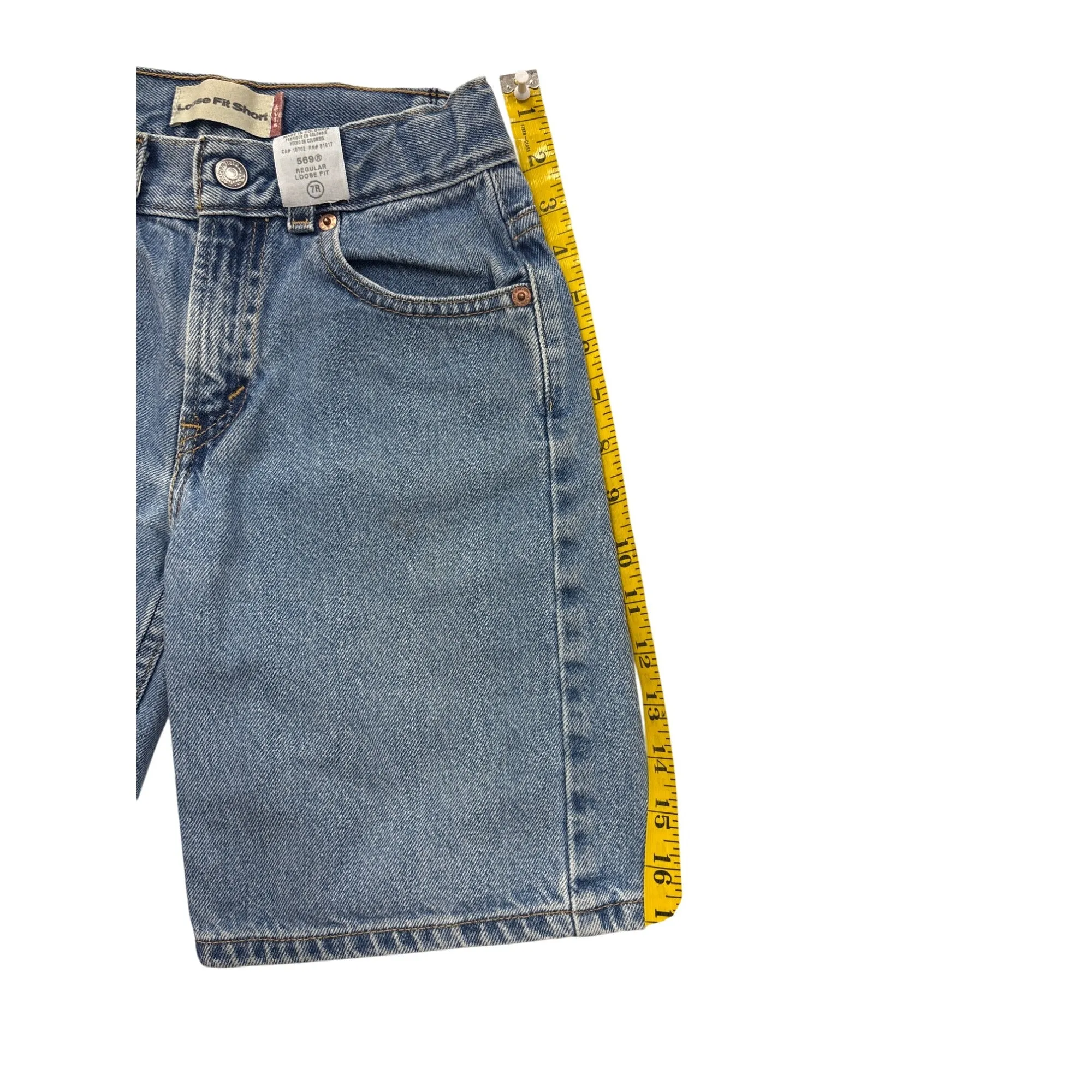 Levis 560 Regular Loose Fit Denim Shorts 7R Blue 100% Cotton #6983