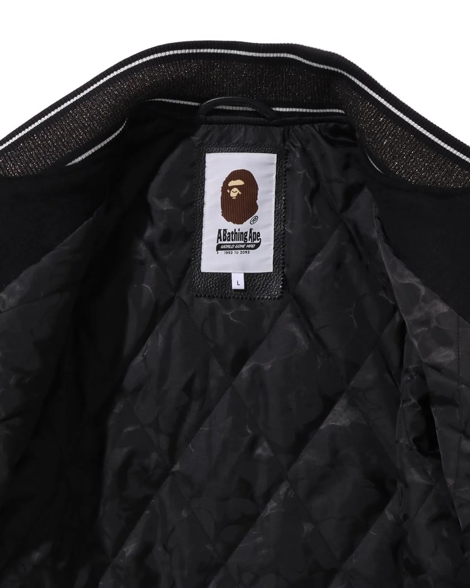 Line Camo Multi Logo Wool Varsity Jacket