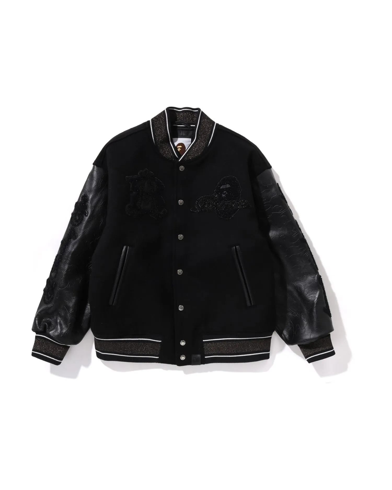 Line Camo Multi Logo Wool Varsity Jacket