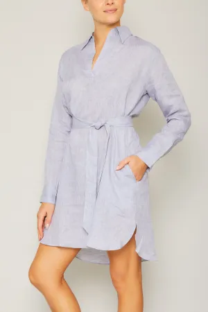 Linen Shirt Dress - Heather Grey