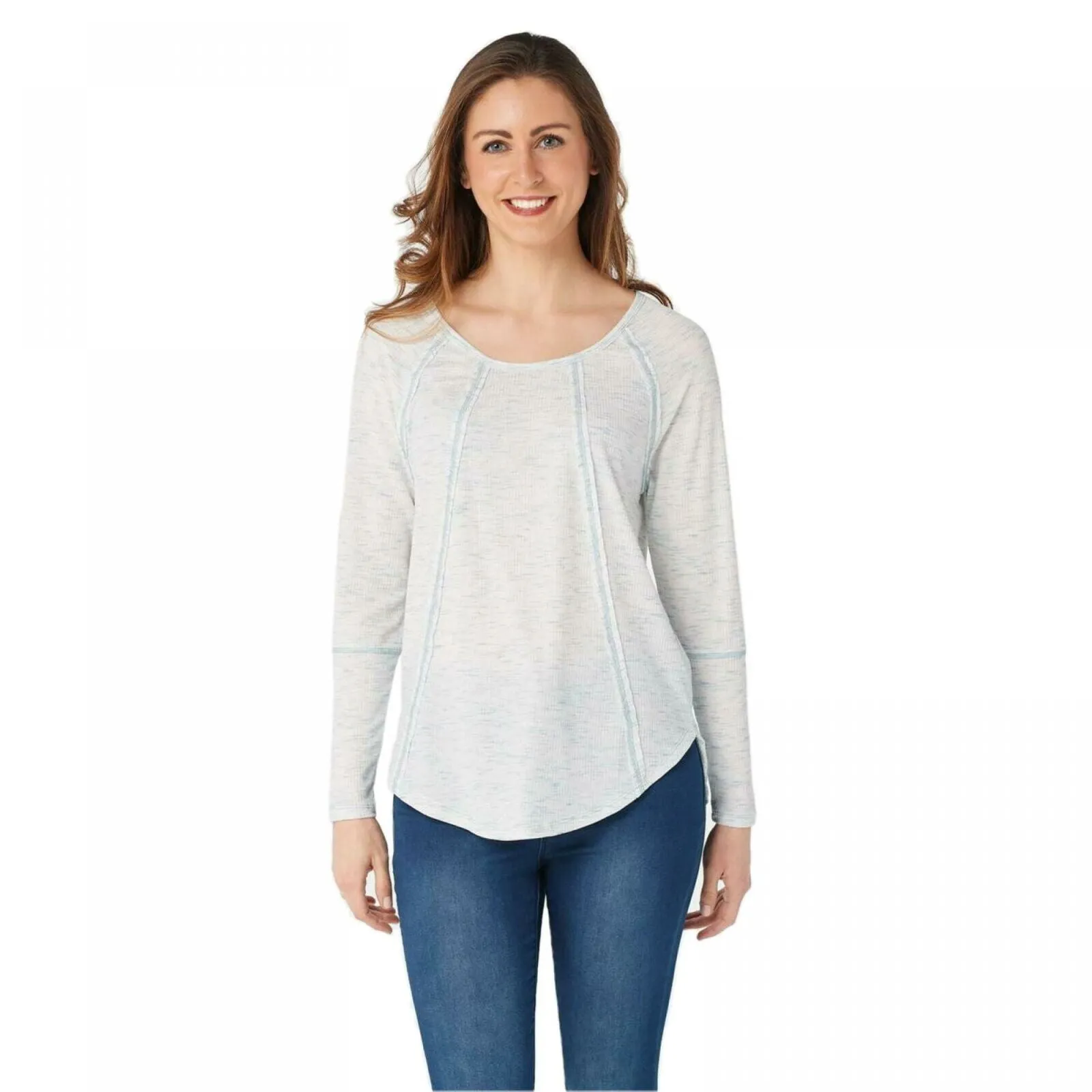 Lisa Rinna Collection Women's Long Sleeve Ribbed Top With Seaming