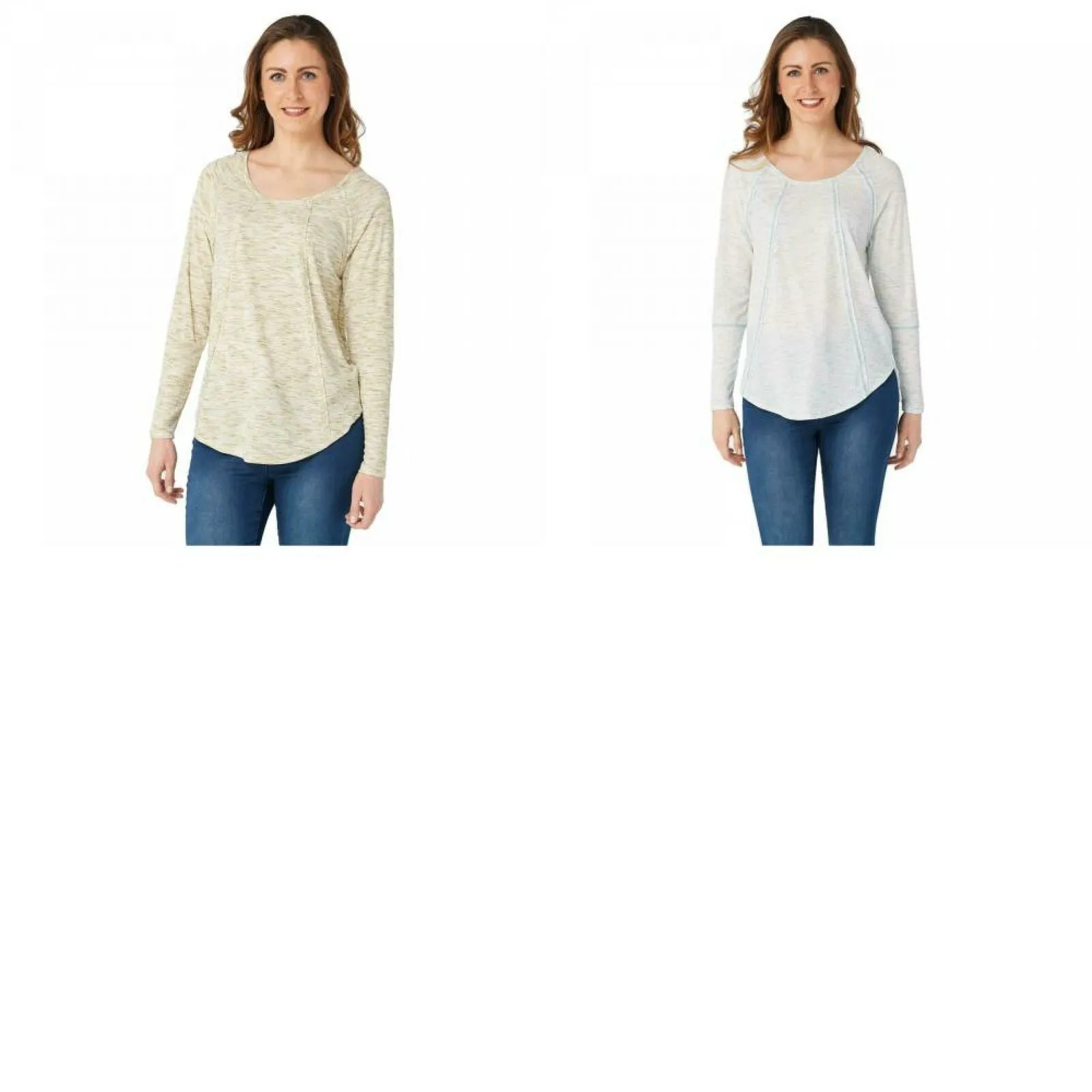 Lisa Rinna Collection Women's Long Sleeve Ribbed Top With Seaming