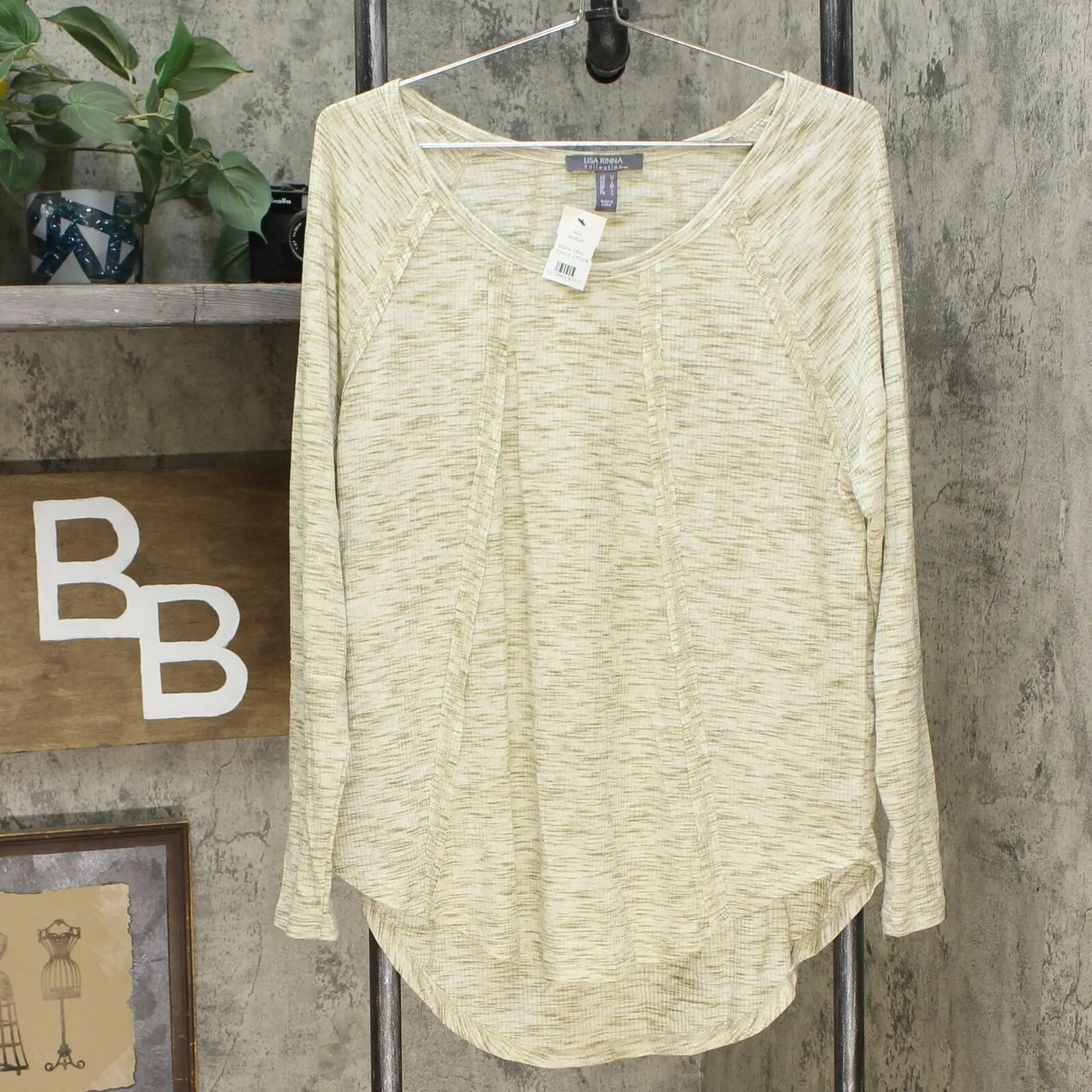 Lisa Rinna Collection Women's Long Sleeve Ribbed Top With Seaming