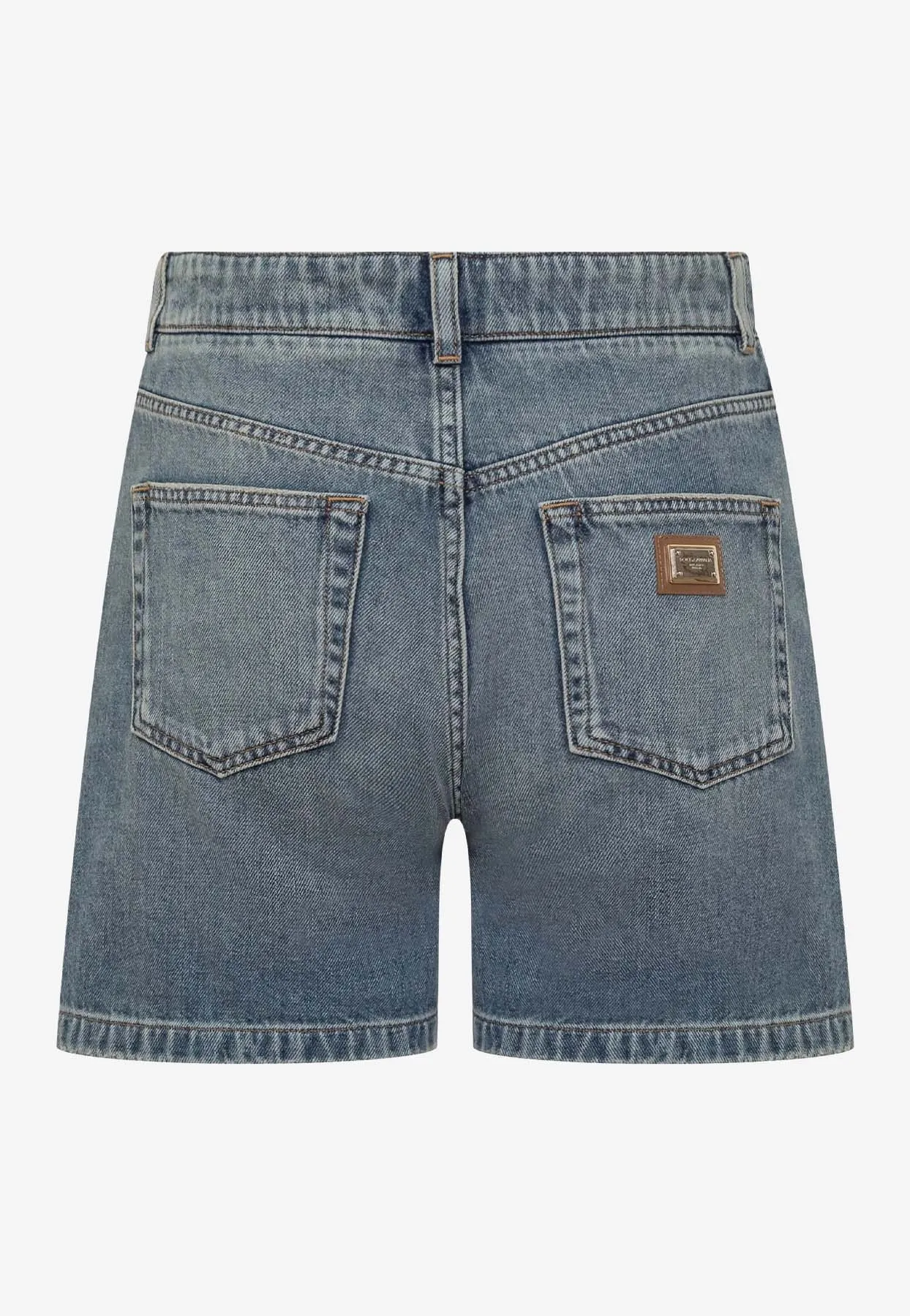 Logo Plaque Denim Shorts