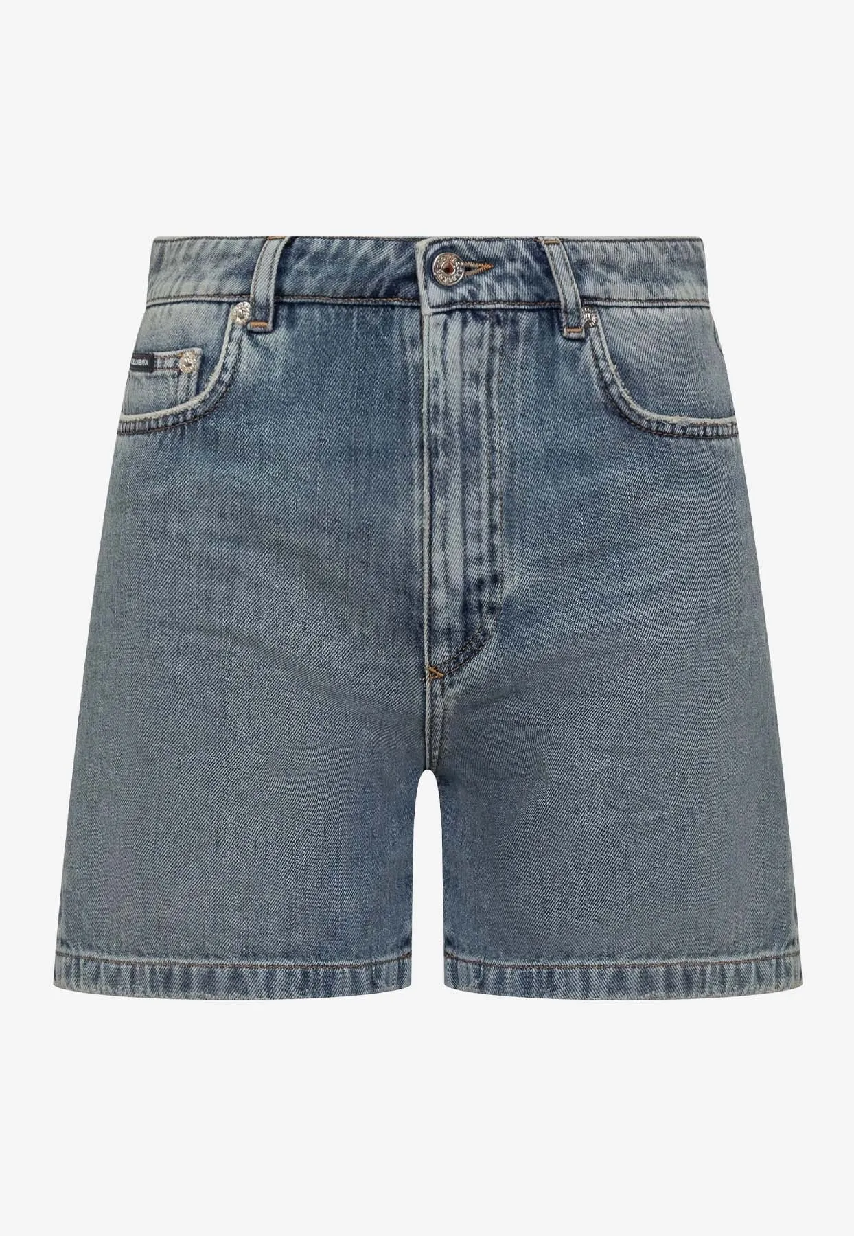 Logo Plaque Denim Shorts