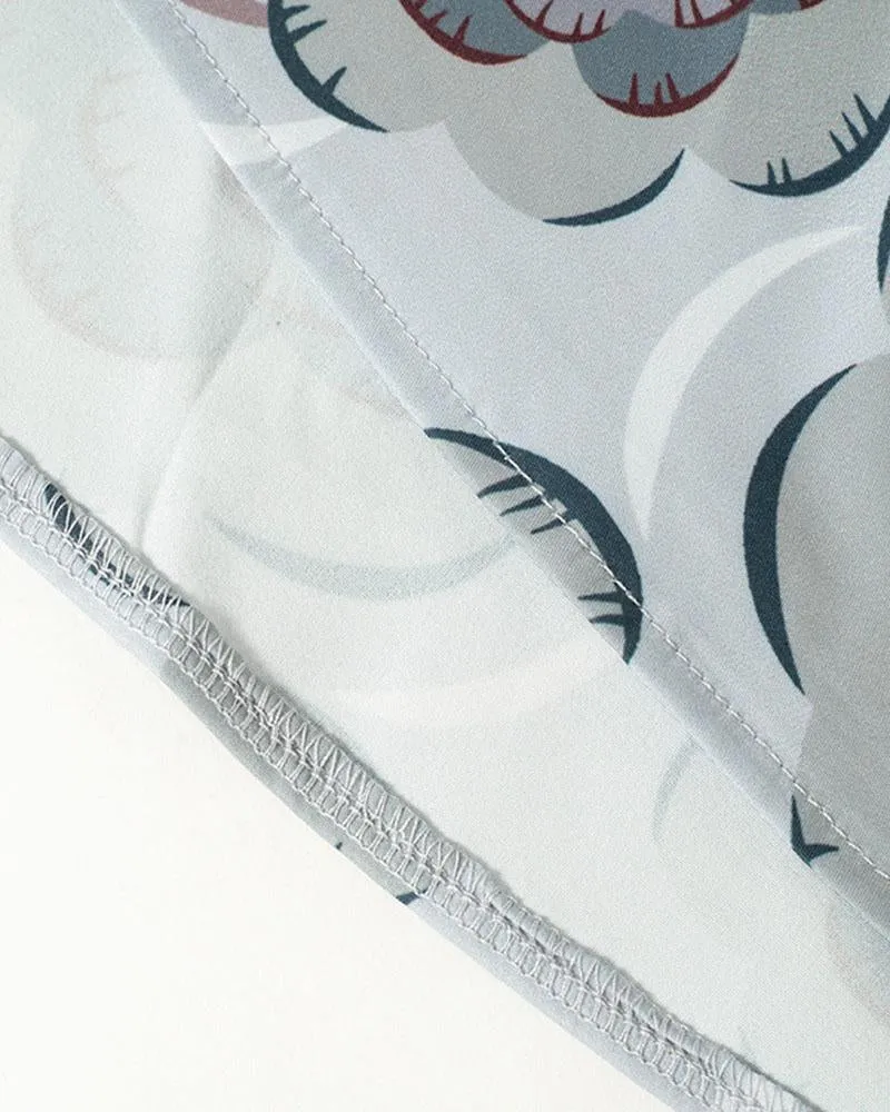 Long Sleeved Morning Glory Printed Dress