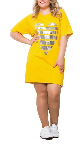 Love Print Large Size T-shirt Dress