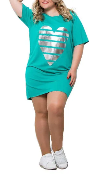 Love Print Large Size T-shirt Dress