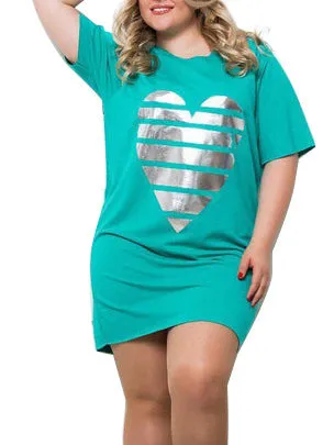 Love Print Large Size T-shirt Dress
