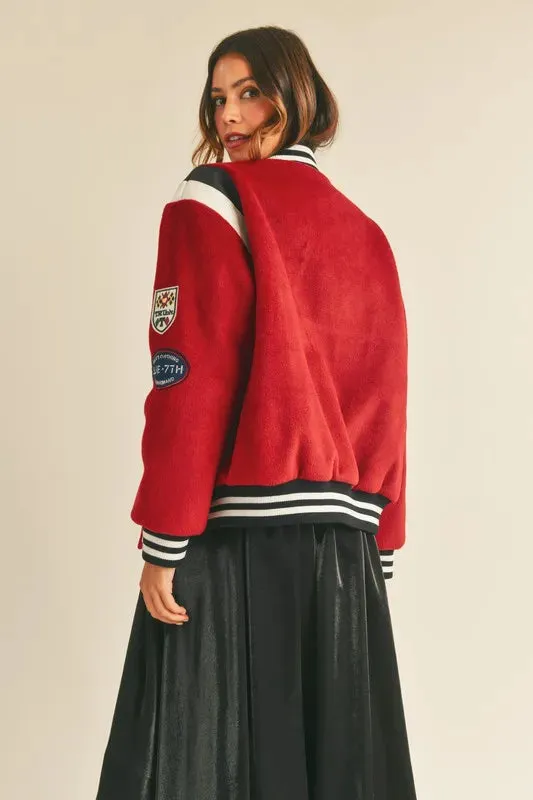 Mable Varsity Jacket with Patch Detail