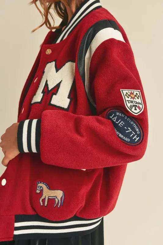 Mable Varsity Jacket with Patch Detail