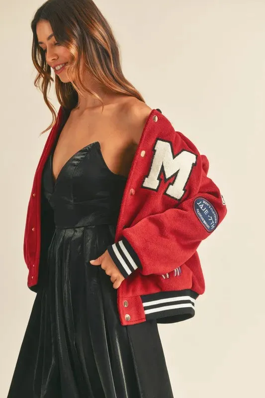 Mable Varsity Jacket with Patch Detail