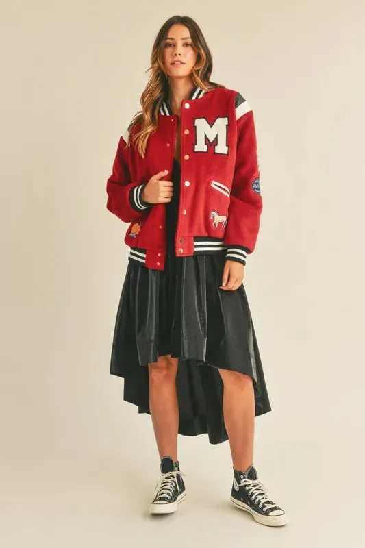 Mable Varsity Jacket with Patch Detail