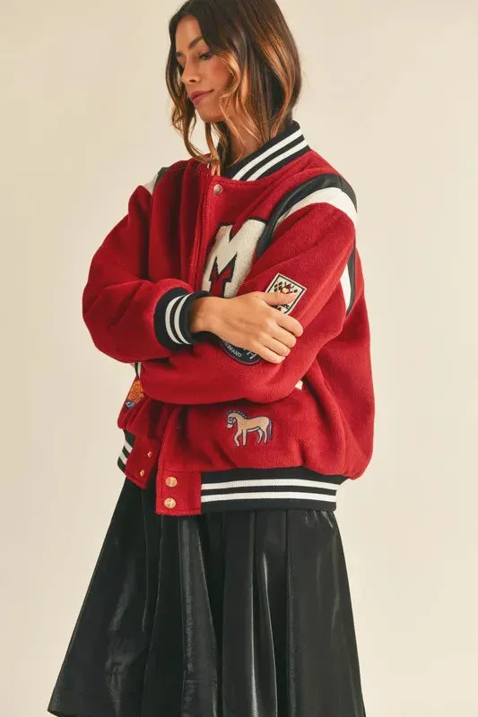 Mable Varsity Jacket with Patch Detail