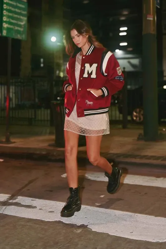 Mable Varsity Jacket with Patch Detail