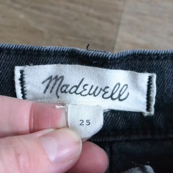 Madewell High-Rise Denim Shorts in Clint Wash: Drop-Hem Edition Black Shorts 25