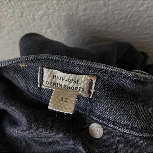 Madewell High-Rise Raw Hem Denim Shorts Lunar Wash
