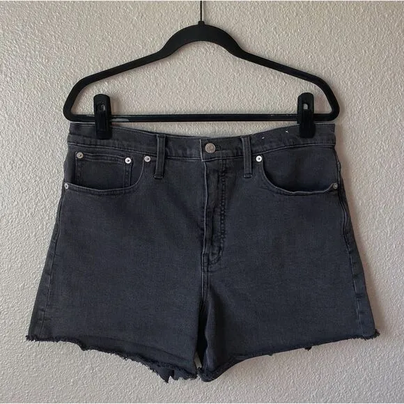 Madewell High-Rise Raw Hem Denim Shorts Lunar Wash