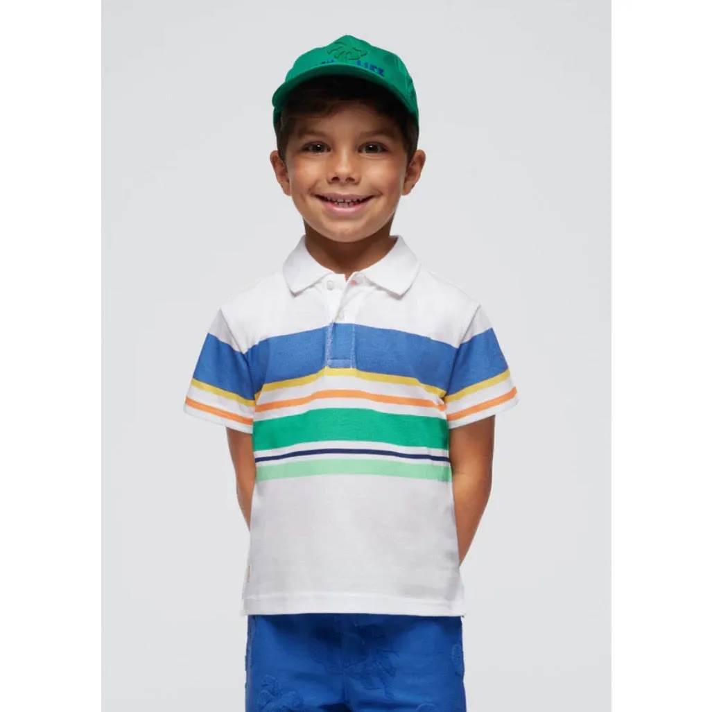 Mayoral Boys Polo Shirt 3104 Green Blue Stripe