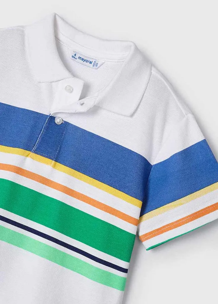 Mayoral Boys Polo Shirt 3104 Green Blue Stripe
