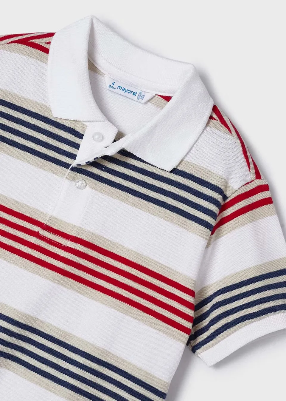 Mayoral Boys Stripe Polo Shirt 3108 Watermelon Navy