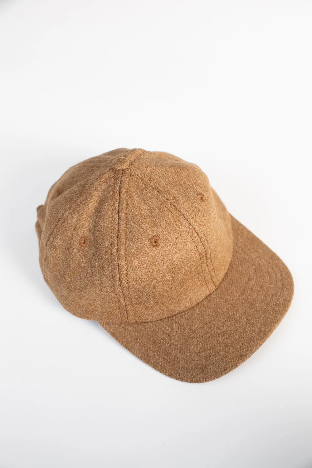 Melton Wool Baseball Hat -  Dark Tan Mix