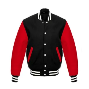 Men Black and Red Varsity Jacket