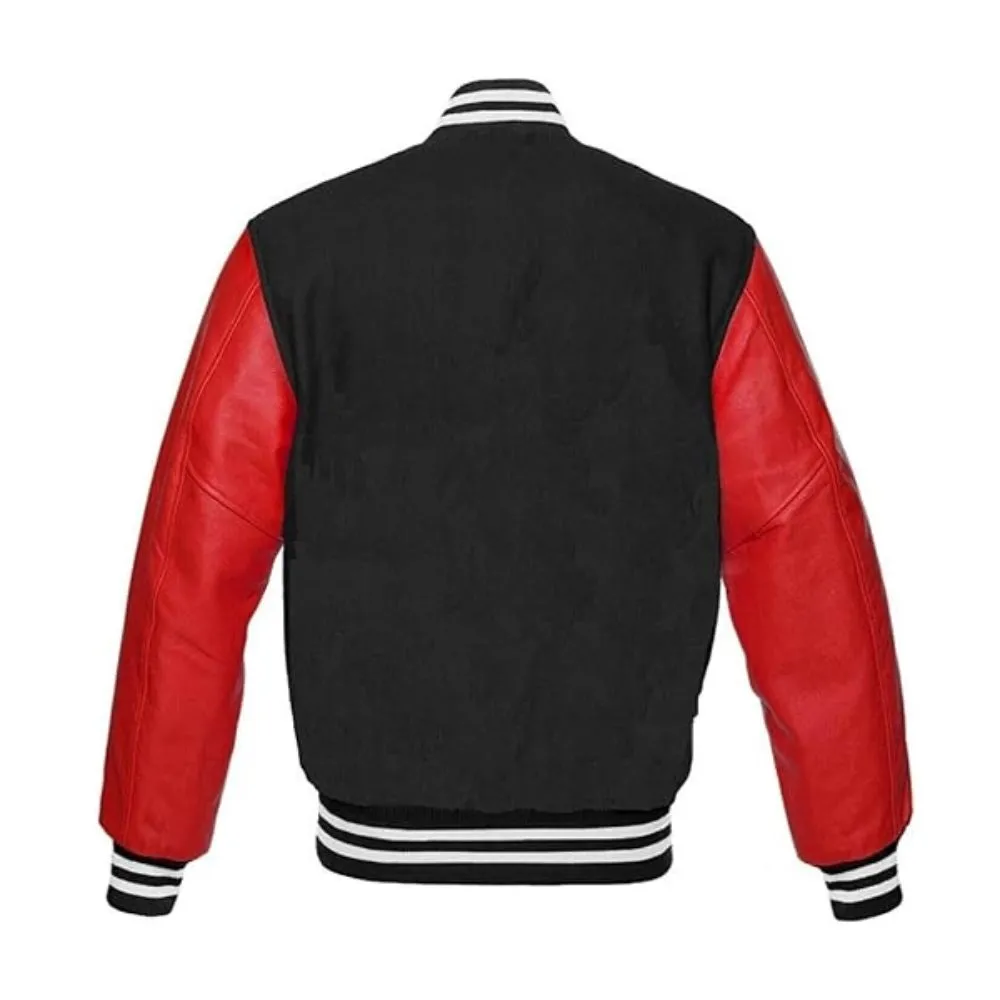 Men Black and Red Varsity Jacket