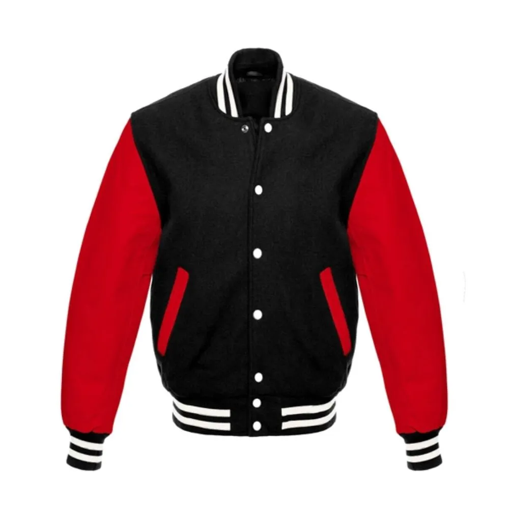 Men Black and Red Varsity Jacket