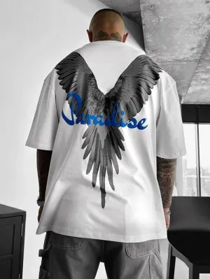 Men's Fashion Oversized Parrot Wings Print Short Sleeve T-Shirt