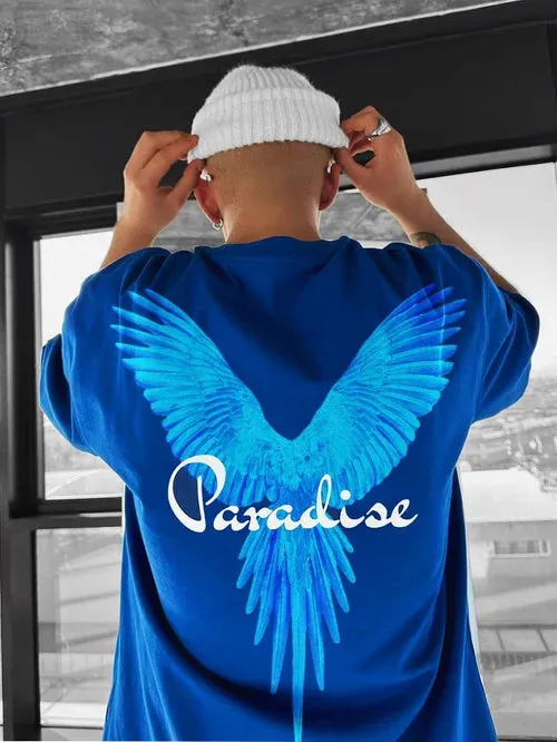 Men's Fashion Oversized Parrot Wings Print Short Sleeve T-Shirt