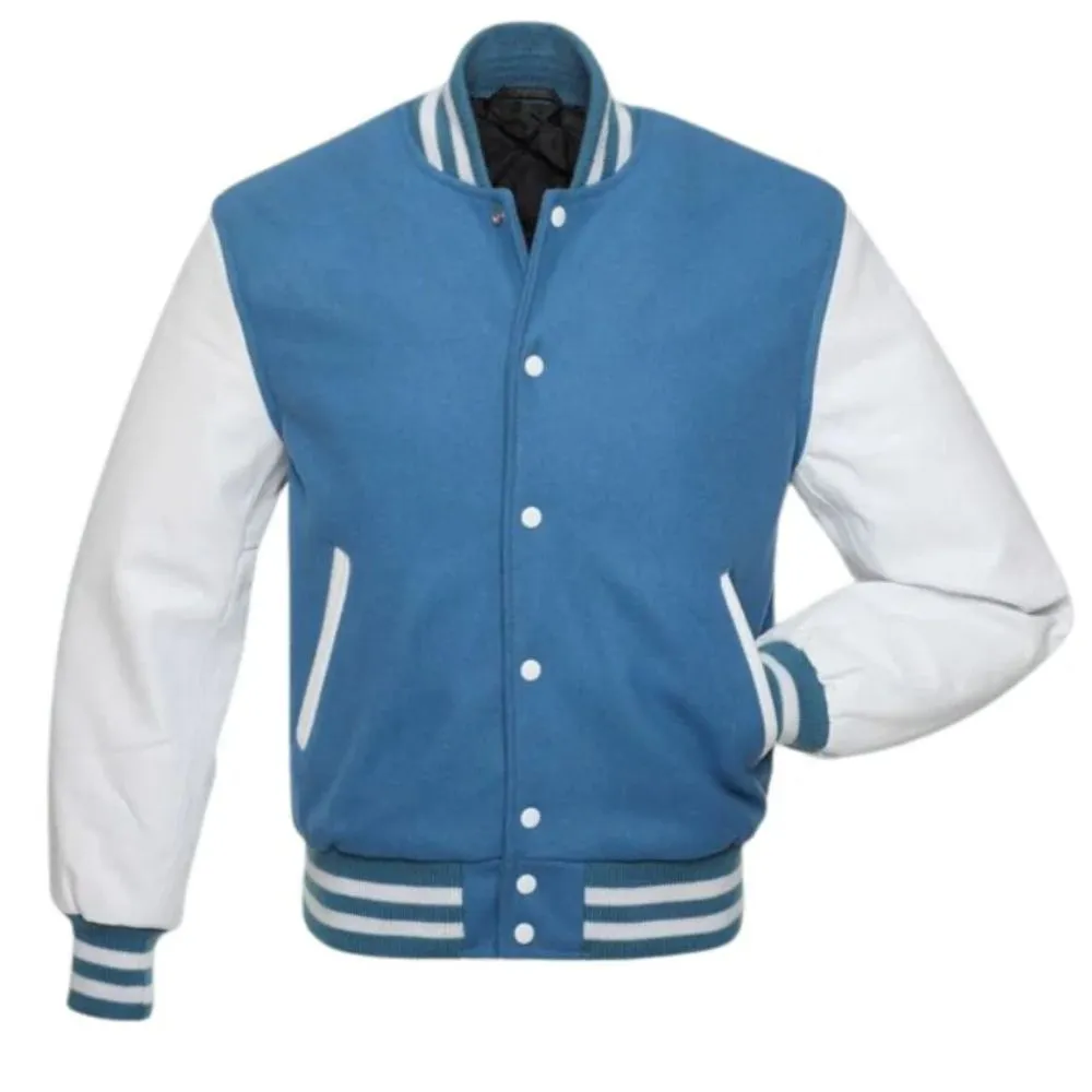 Men's High School Blue And White Varsity Jacket