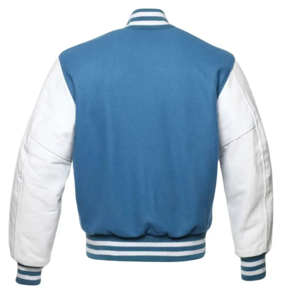 Men's High School Blue And White Varsity Jacket