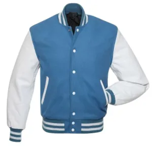 Men's High School Blue And White Varsity Jacket
