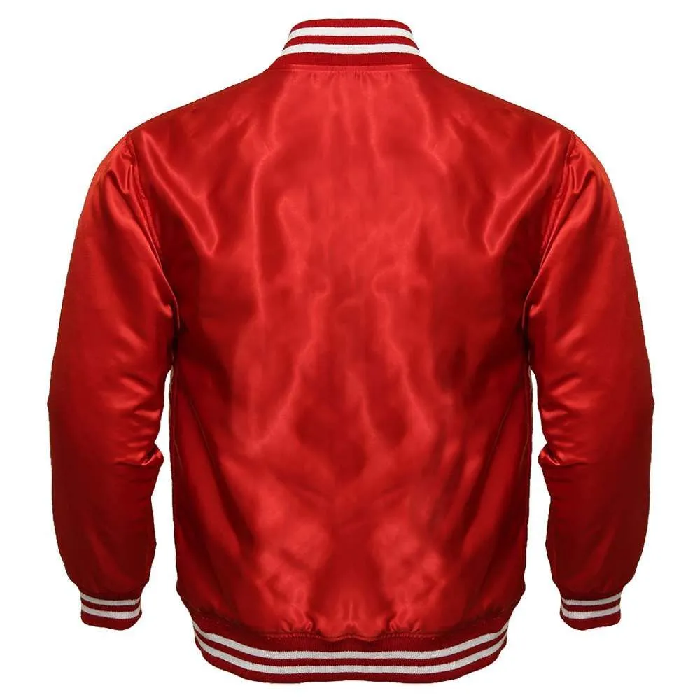 Men's Red Satin Varsity Jacket