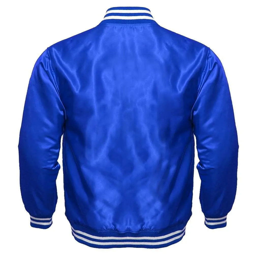 Men's Royal Blue Satin Varsity Jacket