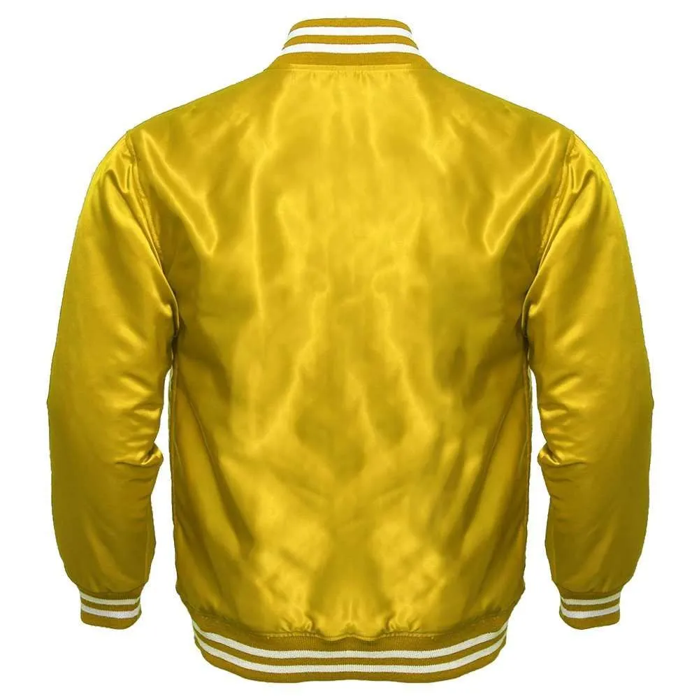 Men's Yellow Satin Varsity Jacket