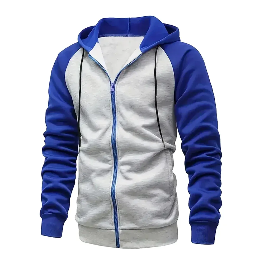 Men's Zip-Up Color Block Hoodie with Casual Stylish & Durable Fall/Winter